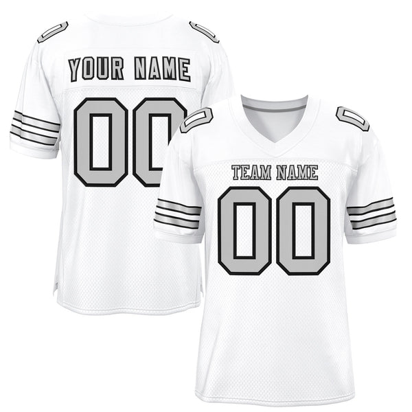Custom White Gray-Black Classic Style Mesh Football Jersey | BuyFootballJersey