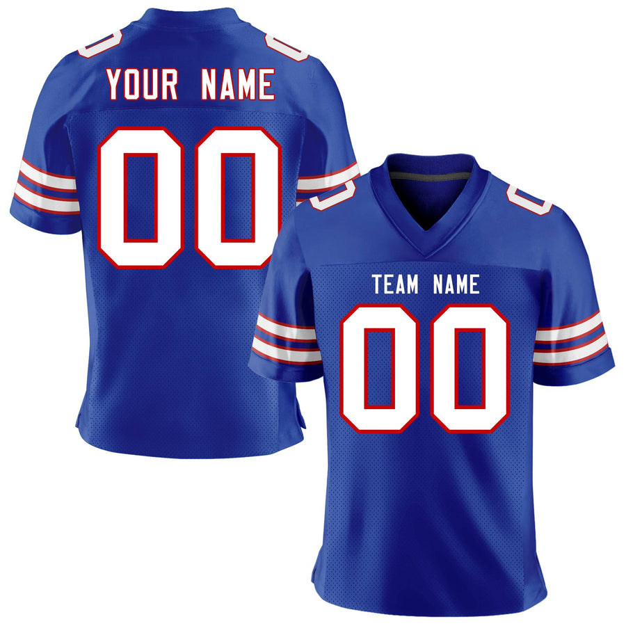 Custom Royal White-Red Personalized Classic Mesh Football Jersey | BuyFootballJersey