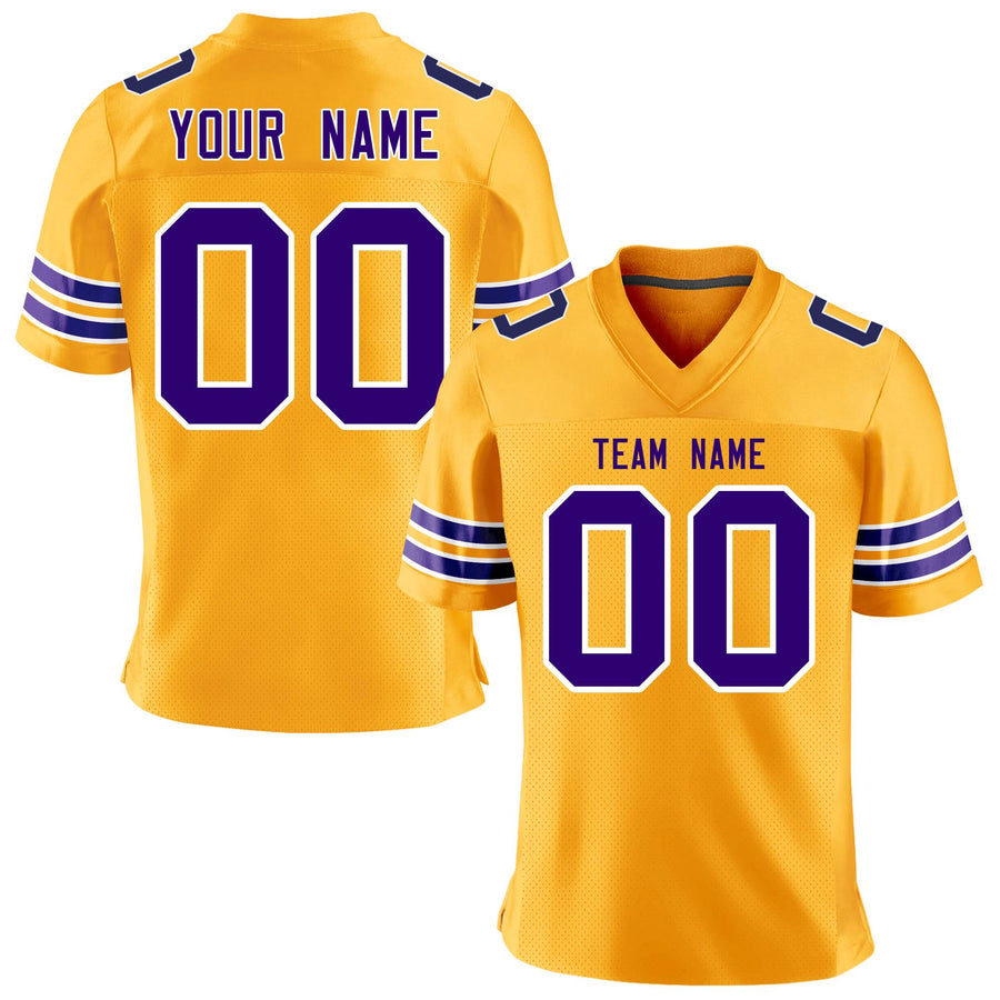 Custom Yellow Purple-White Personalized Classic Mesh Football Jersey | BuyFootballJersey