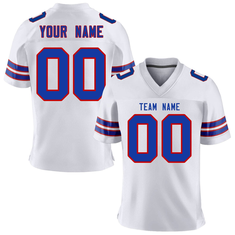 Custom White Royal-Red Personalized Classic Mesh Football Jersey | BuyFootballJersey