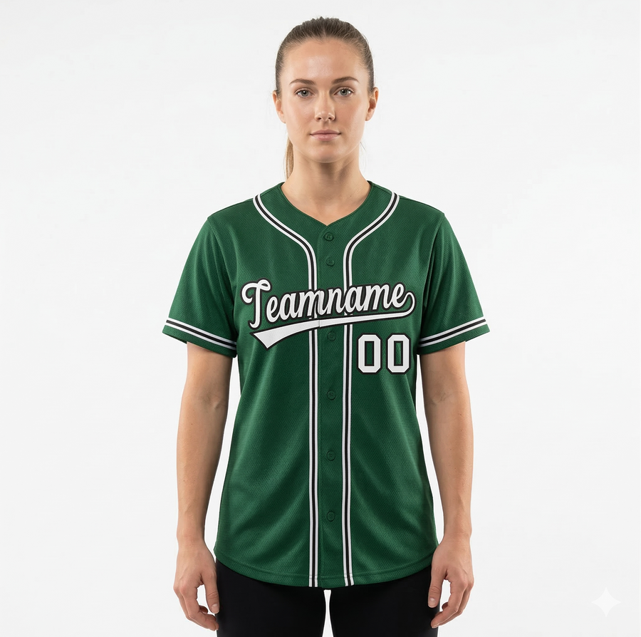 Custom Green White-Black Classic Style Baseball Jersey For Women | BuyFootballJersey