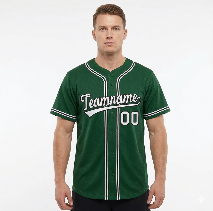 Custom Green White-Black Classic Style Baseball Jersey For Men | BuyFootballJersey