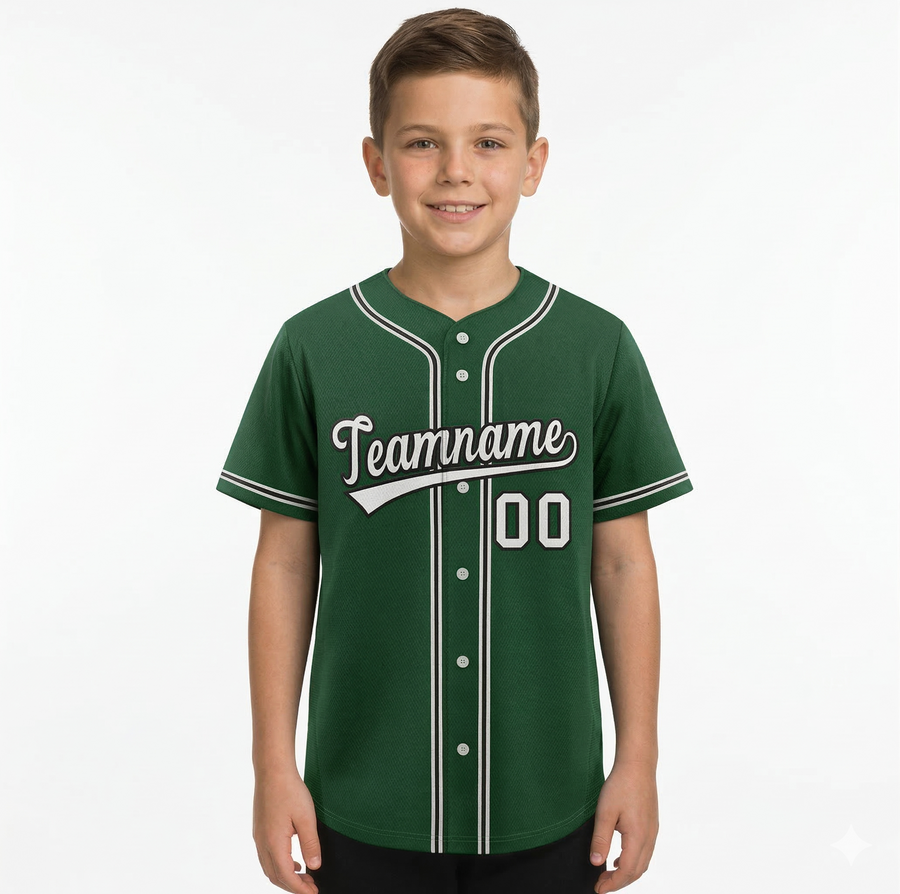 Custom Green White-Black Classic Style Baseball Jersey For Youth | BuyFootballJersey