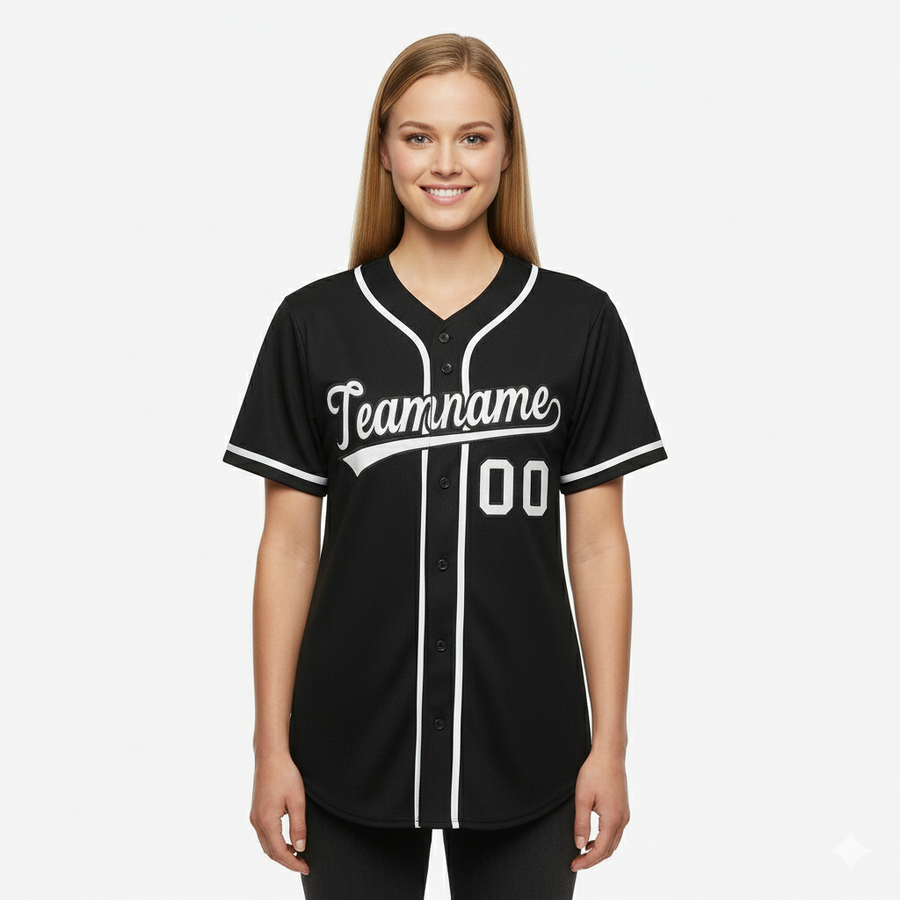 Custom Black White Classic Style Baseball Jersey For Women | BuyFootballJersey
