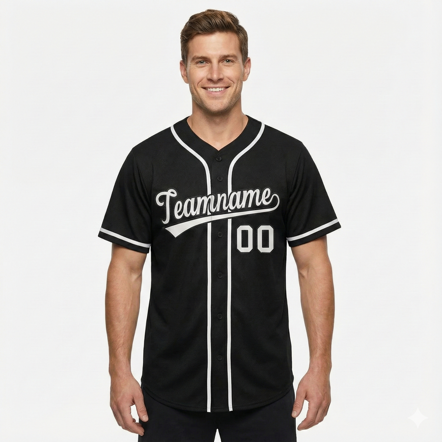 Custom Black White Classic Style Baseball Jersey For Men | BuyFootballJersey
