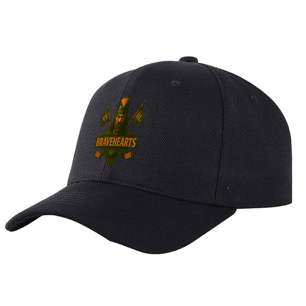 Custom VVHL Black S9-Bravehearts 3D Puff Embroidery Flat Embroidery Baseball Cap | BuyFootballJersey