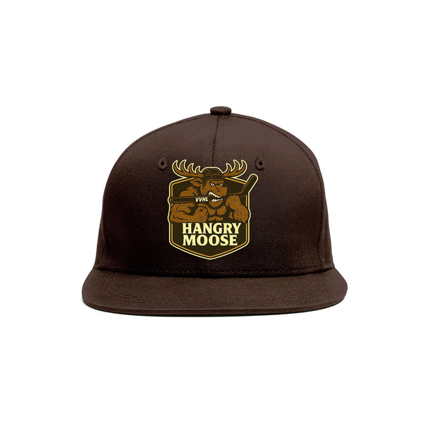 Custom VVHL Brown S7-HANGRY-MOOSE 3D Puff Embroidery Flat Embroidery Baseball Cap | BuyFootballJersey