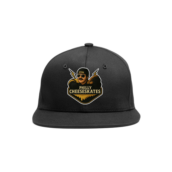 Custom VVHL Black S7-Philly-Cheeseskates 3D Puff Embroidery Flat Embroidery Baseball Cap | BuyFootballJersey