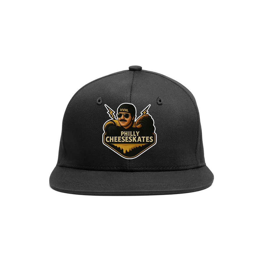 Custom VVHL Black S7-Philly-Cheeseskates 3D Puff Embroidery Flat Embroidery Baseball Cap | BuyFootballJersey