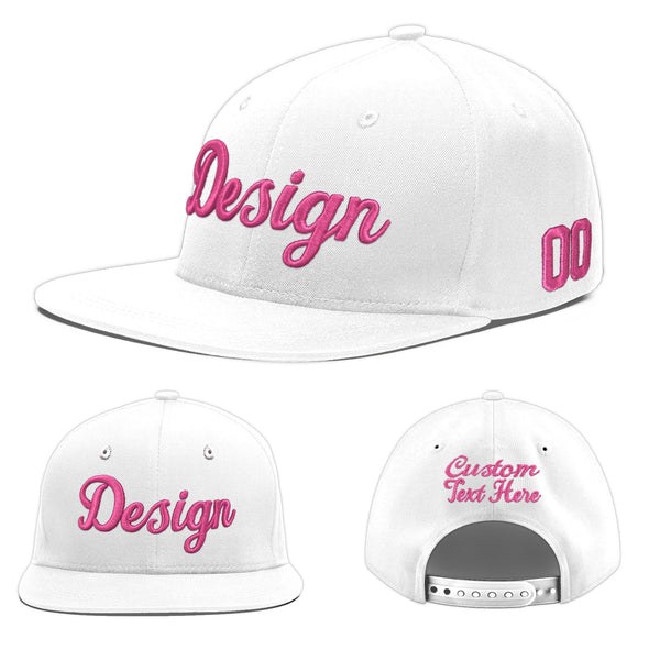 Custom White 3D Puff Embroidery Flat Embroidery Casual Sport Baseball Cap | BuyFootballJersey