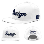 Custom White 3D Puff Embroidery Flat Embroidery Casual Sport Baseball Cap | BuyFootballJersey