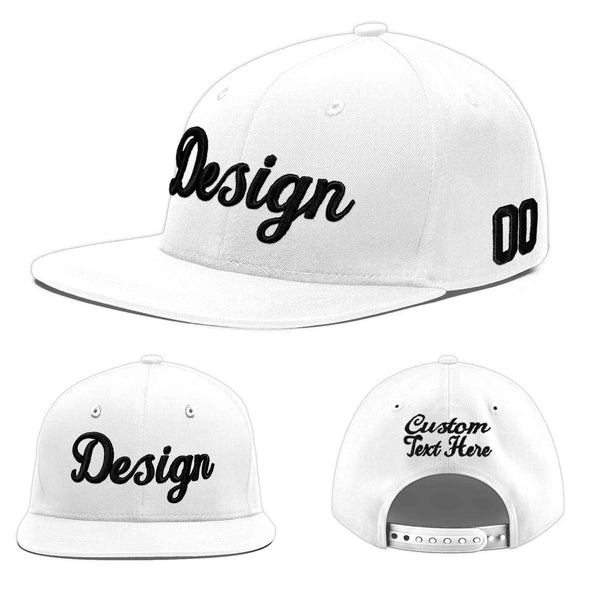 Custom White 3D Puff Embroidery Flat Embroidery Casual Sport Baseball Cap | BuyFootballJersey