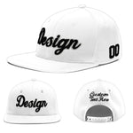 Custom White 3D Puff Embroidery Flat Embroidery Casual Sport Baseball Cap | BuyFootballJersey