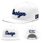 Custom White 3D Puff Embroidery Flat Embroidery Casual Sport Baseball Cap | BuyFootballJersey