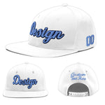 Custom White 3D Puff Embroidery Flat Embroidery Casual Sport Baseball Cap | BuyFootballJersey