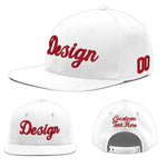 Custom White 3D Puff Embroidery Flat Embroidery Casual Sport Baseball Cap | BuyFootballJersey