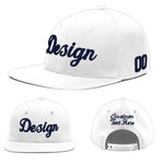 Custom White 3D Puff Embroidery Flat Embroidery Casual Sport Baseball Cap | BuyFootballJersey