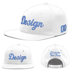 Custom White 3D Puff Embroidery Flat Embroidery Casual Sport Baseball Cap | BuyFootballJersey