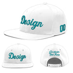 Custom White 3D Puff Embroidery Flat Embroidery Casual Sport Baseball Cap | BuyFootballJersey