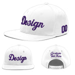 Custom White 3D Puff Embroidery Flat Embroidery Casual Sport Baseball Cap | BuyFootballJersey