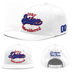 Custom White 3D Puff Embroidery Flat Embroidery Casual Sport Baseball Cap | BuyFootballJersey