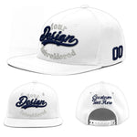 Custom White 3D Puff Embroidery Flat Embroidery Casual Sport Baseball Cap | BuyFootballJersey