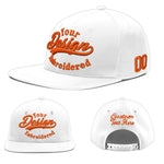 Custom White 3D Puff Embroidery Flat Embroidery Casual Sport Baseball Cap | BuyFootballJersey