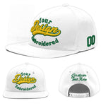 Custom White 3D Puff Embroidery Flat Embroidery Casual Sport Baseball Cap | BuyFootballJersey