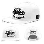 Custom White 3D Puff Embroidery Flat Embroidery Casual Sport Baseball Cap | BuyFootballJersey