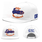 Custom White 3D Puff Embroidery Flat Embroidery Casual Sport Baseball Cap | BuyFootballJersey