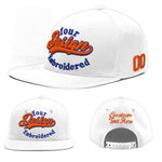 Custom White 3D Puff Embroidery Flat Embroidery Casual Sport Baseball Cap | BuyFootballJersey