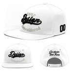 Custom White 3D Puff Embroidery Flat Embroidery Casual Sport Baseball Cap | BuyFootballJersey