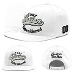 Custom White 3D Puff Embroidery Flat Embroidery Casual Sport Baseball Cap | BuyFootballJersey