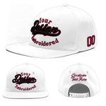 Custom White 3D Puff Embroidery Flat Embroidery Casual Sport Baseball Cap | BuyFootballJersey