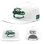 Custom White 3D Puff Embroidery Flat Embroidery Casual Sport Baseball Cap | BuyFootballJersey