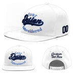 Custom White 3D Puff Embroidery Flat Embroidery Casual Sport Baseball Cap | BuyFootballJersey