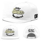 Custom White 3D Puff Embroidery Flat Embroidery Casual Sport Baseball Cap | BuyFootballJersey