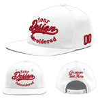 Custom White 3D Puff Embroidery Flat Embroidery Casual Sport Baseball Cap | BuyFootballJersey