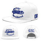 Custom White 3D Puff Embroidery Flat Embroidery Casual Sport Baseball Cap | BuyFootballJersey