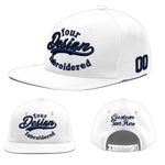 Custom White 3D Puff Embroidery Flat Embroidery Casual Sport Baseball Cap | BuyFootballJersey