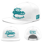 Custom White 3D Puff Embroidery Flat Embroidery Casual Sport Baseball Cap | BuyFootballJersey