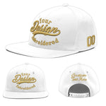 Custom White 3D Puff Embroidery Flat Embroidery Casual Sport Baseball Cap | BuyFootballJersey