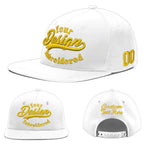 Custom White 3D Puff Embroidery Flat Embroidery Casual Sport Baseball Cap | BuyFootballJersey