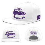 Custom White 3D Puff Embroidery Flat Embroidery Casual Sport Baseball Cap | BuyFootballJersey
