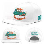 Custom White 3D Puff Embroidery Flat Embroidery Casual Sport Baseball Cap | BuyFootballJersey