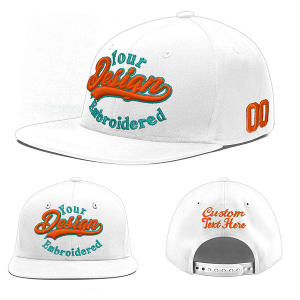 Custom White 3D Puff Embroidery Flat Embroidery Casual Sport Baseball Cap | BuyFootballJersey