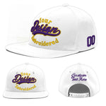 Custom White 3D Puff Embroidery Flat Embroidery Casual Sport Baseball Cap | BuyFootballJersey