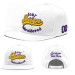 Custom White 3D Puff Embroidery Flat Embroidery Casual Sport Baseball Cap | BuyFootballJersey