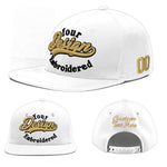 Custom White 3D Puff Embroidery Flat Embroidery Casual Sport Baseball Cap | BuyFootballJersey