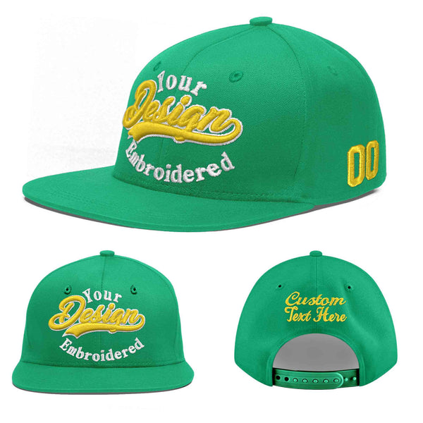 Custom Aqua 3D Puff Embroidery Flat Embroidery Casual Sport Baseball Cap | BuyFootballJersey
